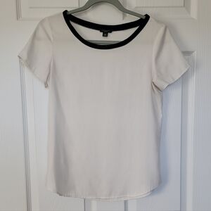 Ann Taylor Cream Blouse With Black Trim Size XSP